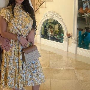 Yellow flowery long dress